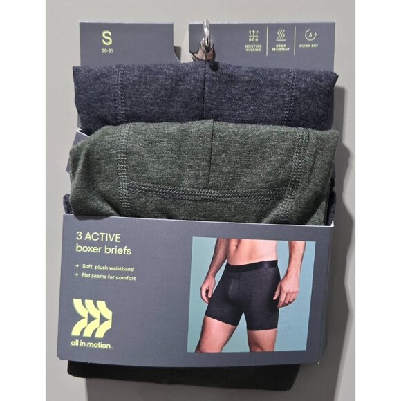 All in Motion Men's Size Small 30/31 Active Boxer Briefs 2 Count Pack OPEN PKG - Picture 1 of 5